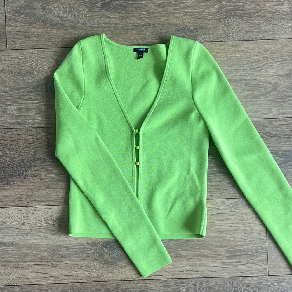 Express Lime Green Cardigan Sweater